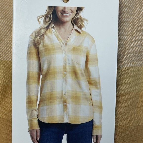 Weatherproof Vintage Tops - Weatherproof Vintage Women's S Yellow Plaid Button Blouse e0804